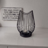 Teelichthalter Metalldraht, schwarz, Vase, Windlicht